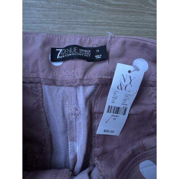 New York & Company Tie-Waist Trousers Pants - Pink/Mauve w/ Polka Dots - Picture 4 of 4